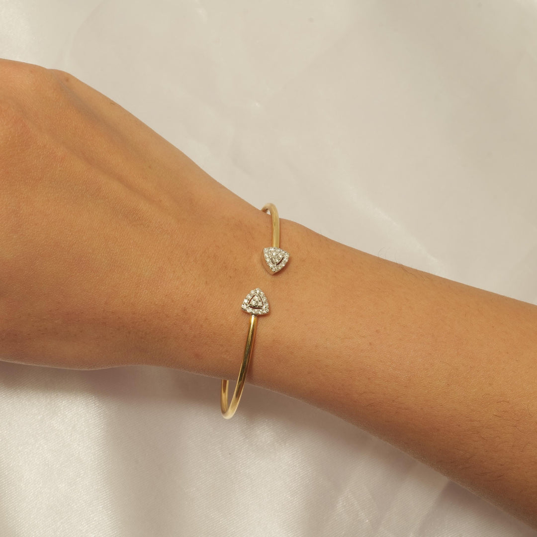 Cuff Diamond Bracelet in 18K Gold, Natural Diamonds, Stacking Bracelet, Ready To Ship, Women&#39;s Day Gift