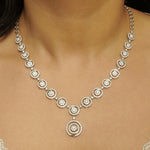 Load image into Gallery viewer, Swirl Diamond Necklace, 14k Solid Gold, Natural Diamonds, Filigree Wedding Jewelry, Statement Bridal Jewelry, Circular Drop Necklace
