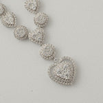 Load image into Gallery viewer, Halo Heart Drop Diamond Necklace, 14k Solid Gold, Natural Diamonds, Bridal Statement Necklace, Cluster Valentine Wedding Jewelry
