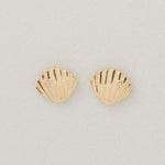 Load image into Gallery viewer, Seashell Diamond Kids Earrings, 14k Solid Gold, Natural Diamond, Minimalistic Everyday Studs, Ocean Jewelry, Gift for toddlers, girl and kid
