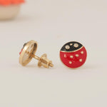 Load image into Gallery viewer, Kids Ladybug  Diamond Earrings, 14k Solid Gold, Natural Diamonds, Enamel Insect Stud Jewelry, Gift for toddlers/girls/ kids, Ready To Ship
