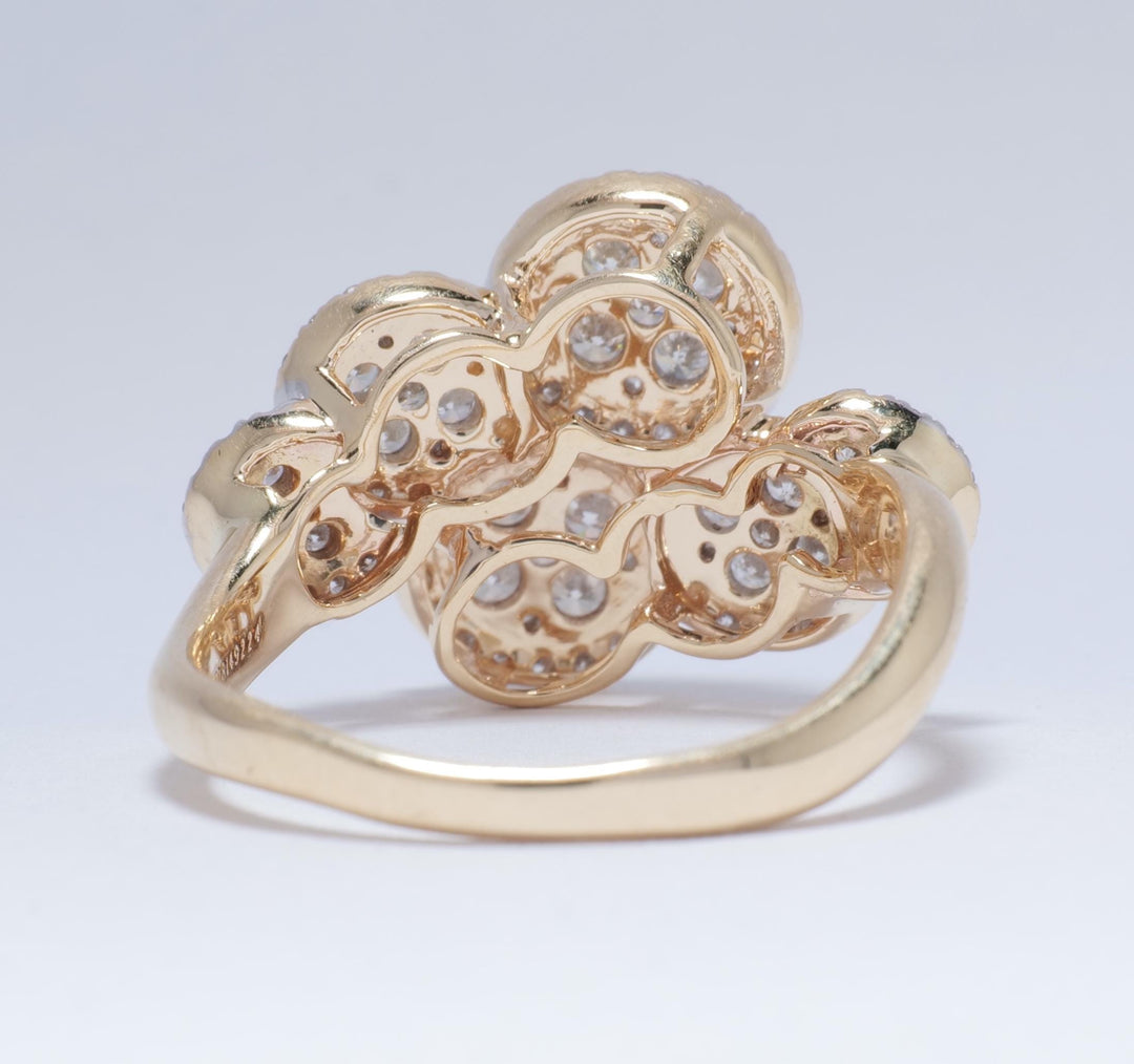 Cloud Diamond Ring, 14k Solid Gold, Cocktail Statement Ring, Illusion Cluster setting Ring, Natural Diamonds, Cocktail Ring, Gift for her