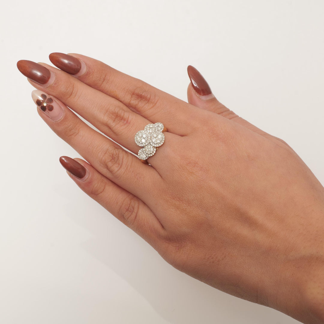 Cloud Diamond Ring, 14k Solid Gold, Cocktail Statement Ring, Illusion Cluster setting Ring, Natural Diamonds, Cocktail Ring, Gift for her