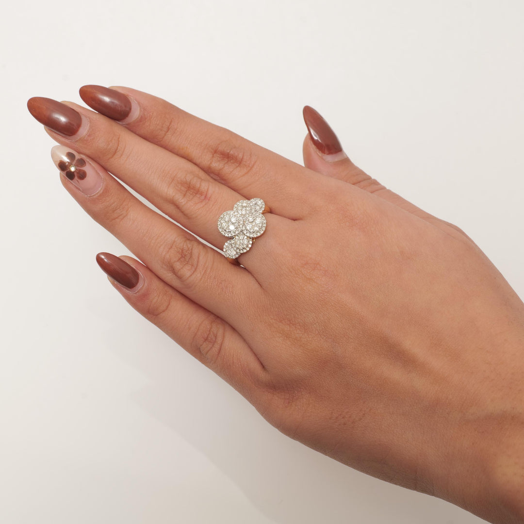 Cloud Diamond Ring, 14k Solid Gold, Cocktail Statement Ring, Illusion Cluster setting Ring, Natural Diamonds, Cocktail Ring, Gift for her