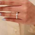 Load image into Gallery viewer, Engagement Diamond Ring, 14k Solid Gold, Round and Baguette Natural Diamond, Proposal Wedding Gift, Bar Setting Bridal Jewelry, Gift For Her
