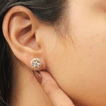 Load image into Gallery viewer, Solitaire Halo Natural Diamond Stud Earring: 14k Solid Gold Statement Studs, Certified Jewelry
