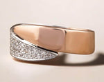 Load image into Gallery viewer, Wrap Diamond Cuff Ring, 14K Solid Gold Band, Open Twisted Band Ring, Natural Diamonds, Two-Toned Statement Ring, Cocktail Ring, Gift For Her
