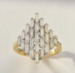 Load image into Gallery viewer, Baguette Diamond Ring, Natural Diamonds, 14K Solid Gold, Engagement Ring, Cluster Illusion Set Ring, Statement Cocktail Ring, Gift For Her
