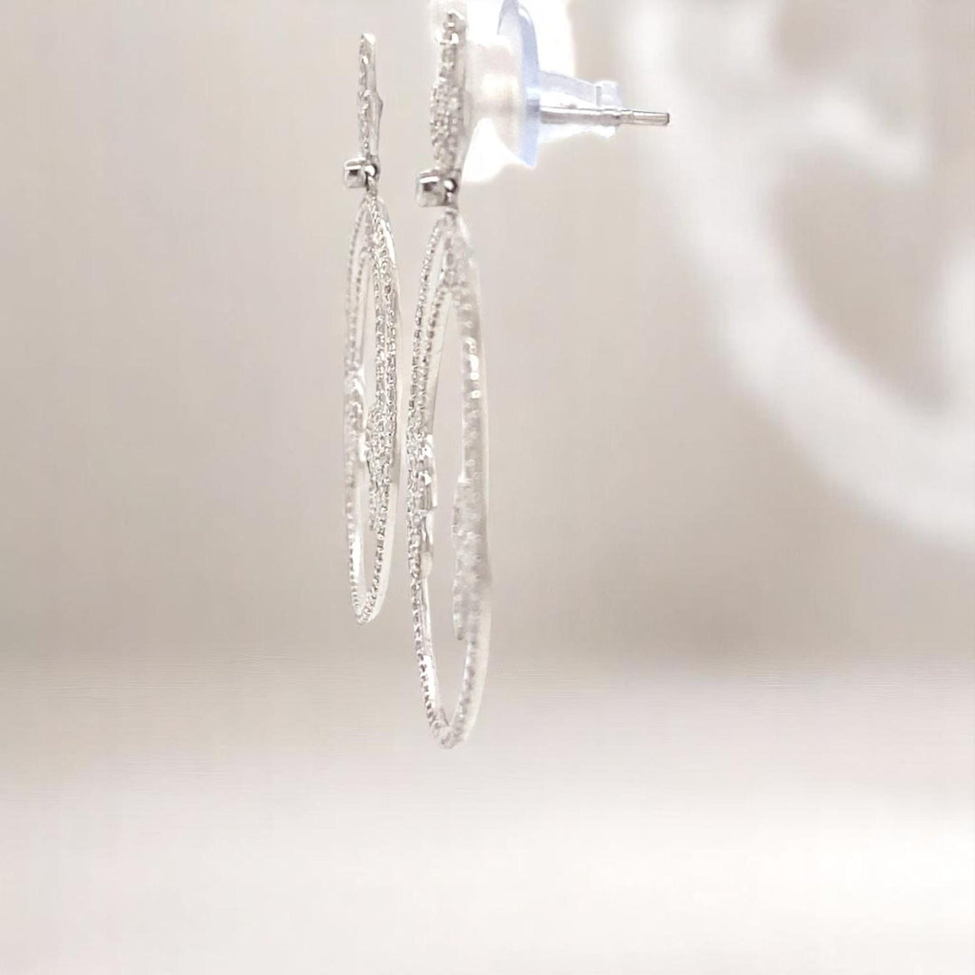 Floral Hoop Natural Diamond Dangle Earrings: 14k Solid Gold Circle Drop Jewelry, HRD Certified,  Ready To Ship