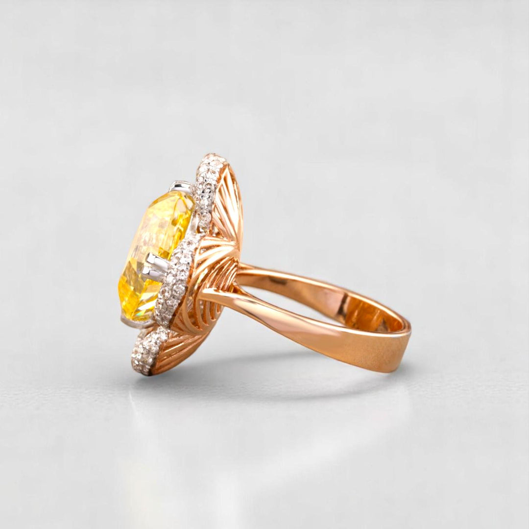 Citrine Diamond Ring In 14kt Solid Gold, Cocktail Ring With Natural Diamonds, Ready To Ship, Women&#39;s Day Gift