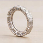 Load image into Gallery viewer, Emerald Illusion Wedding Ring, 14k Solid Gold, Baguette &amp; Round Natural Diamonds, Stackable Eternity Band, Gift For Her
