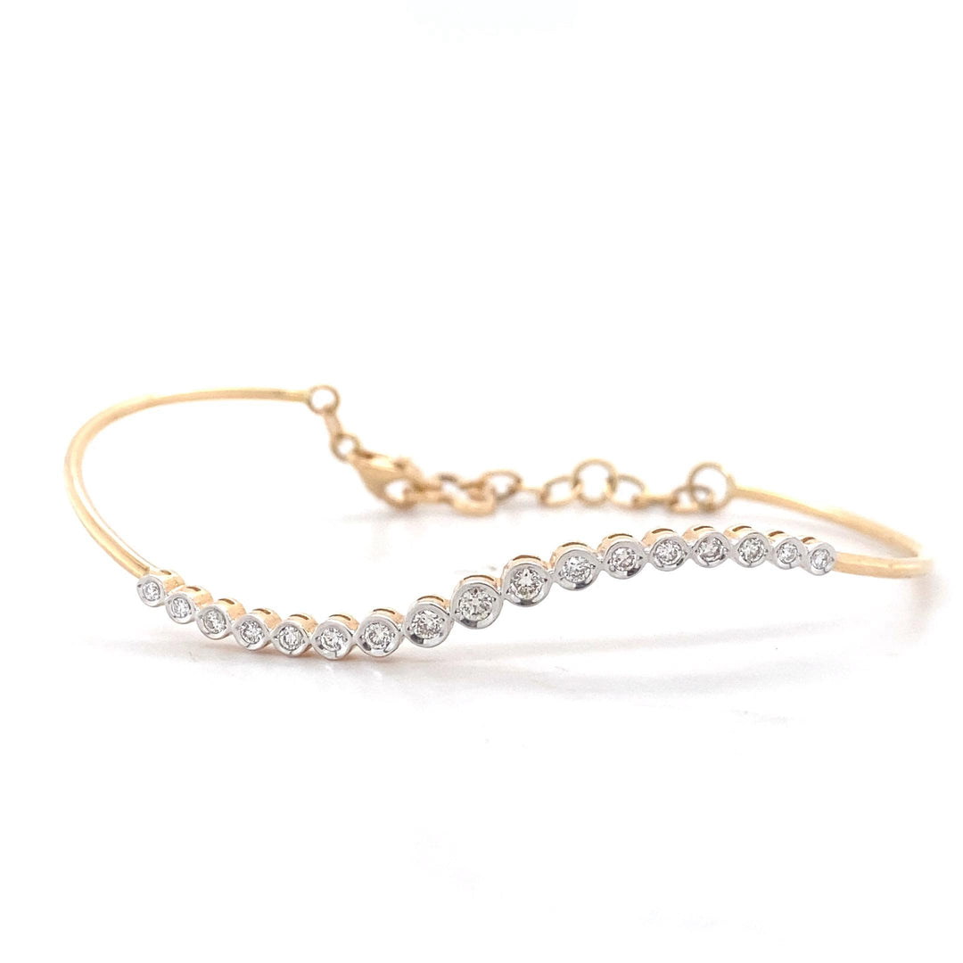 Diamond Bracelet With Butterfly Charm, 14k Solid Gold, Natural Diamonds, Bezel setting, Stacking Bracelet, Ready To Ship, Women&#39;s Day Gift