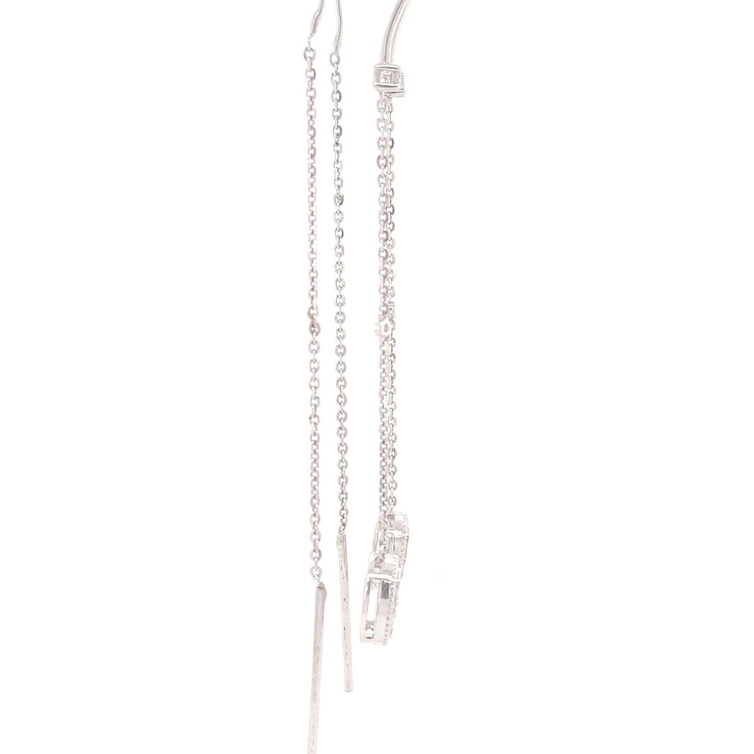 Dangling Thread Diamond Earrings, 14k Solid Gold, Natural Diamonds, Dangle Chain Earrings, Minimalist Jewelry, Ready To Ship