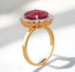 Load image into Gallery viewer, Oval Ruby Diamond Ring, 14k Solid Gold, Natural Diamonds, Cocktail Ring, Gemstone Halo Jewelry, Statement Ring, Gift For Her
