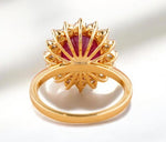 Load image into Gallery viewer, Oval Ruby Diamond Ring, 14k Solid Gold, Natural Diamonds, Cocktail Ring, Gemstone Halo Jewelry, Statement Ring, Gift For Her
