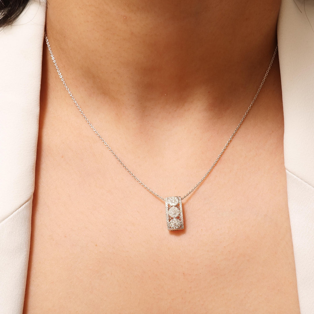 Circle Cluster Natural Diamond Pendant: 14k Solid Gold Illusion Stacking Charm, Minimalist Jewellery, Certified Jewelry