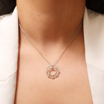 Load image into Gallery viewer, Circle Natural Diamond Pendant: 14k Solid Gold Bezel And Illusion Set Layering Necklace, IGI Certified, Ready To Ship
