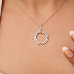 Load image into Gallery viewer, Circle Loop Halo Natural Diamond Pendant, 14k Solid Gold Stackable Minimalist Necklace, Certified Jewelry
