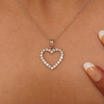 Load image into Gallery viewer, Open Heart Natural Diamond Pendant: 14k Solid Gold Love Layering Chain Necklace, Certified Jewelry
