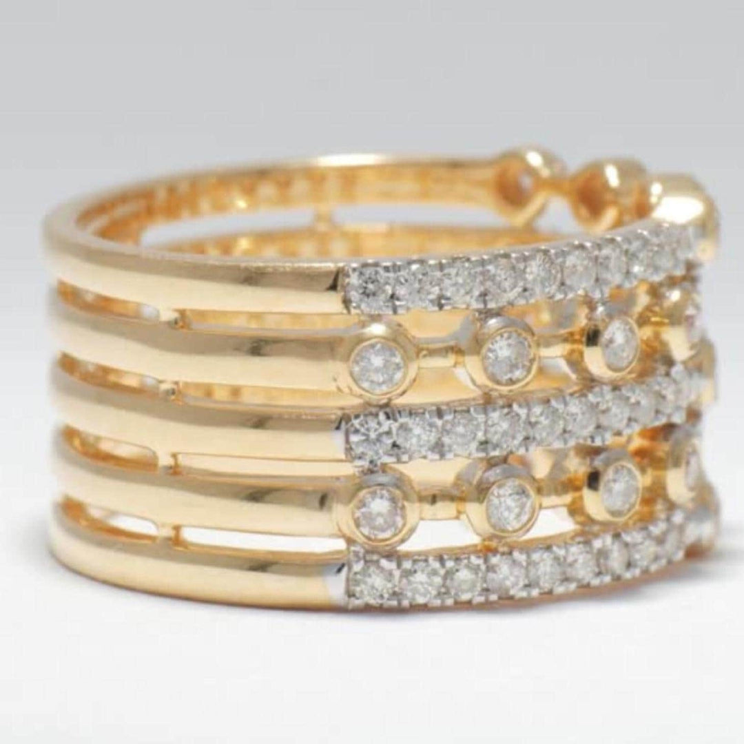 Wide Diamond Band Ring, 14k Solid Gold, Natural Diamonds, Stacking Statement Ring, Bold Eternity Ring, Wedding Band, Two Toned Ring