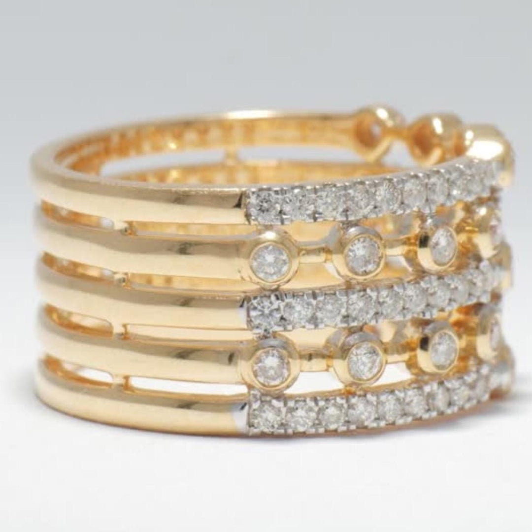 Wide Natural Diamond Eternity Band Ring: 14k Solid Gold Bold Stacking Wedding Jewellery, Certified Jewelry