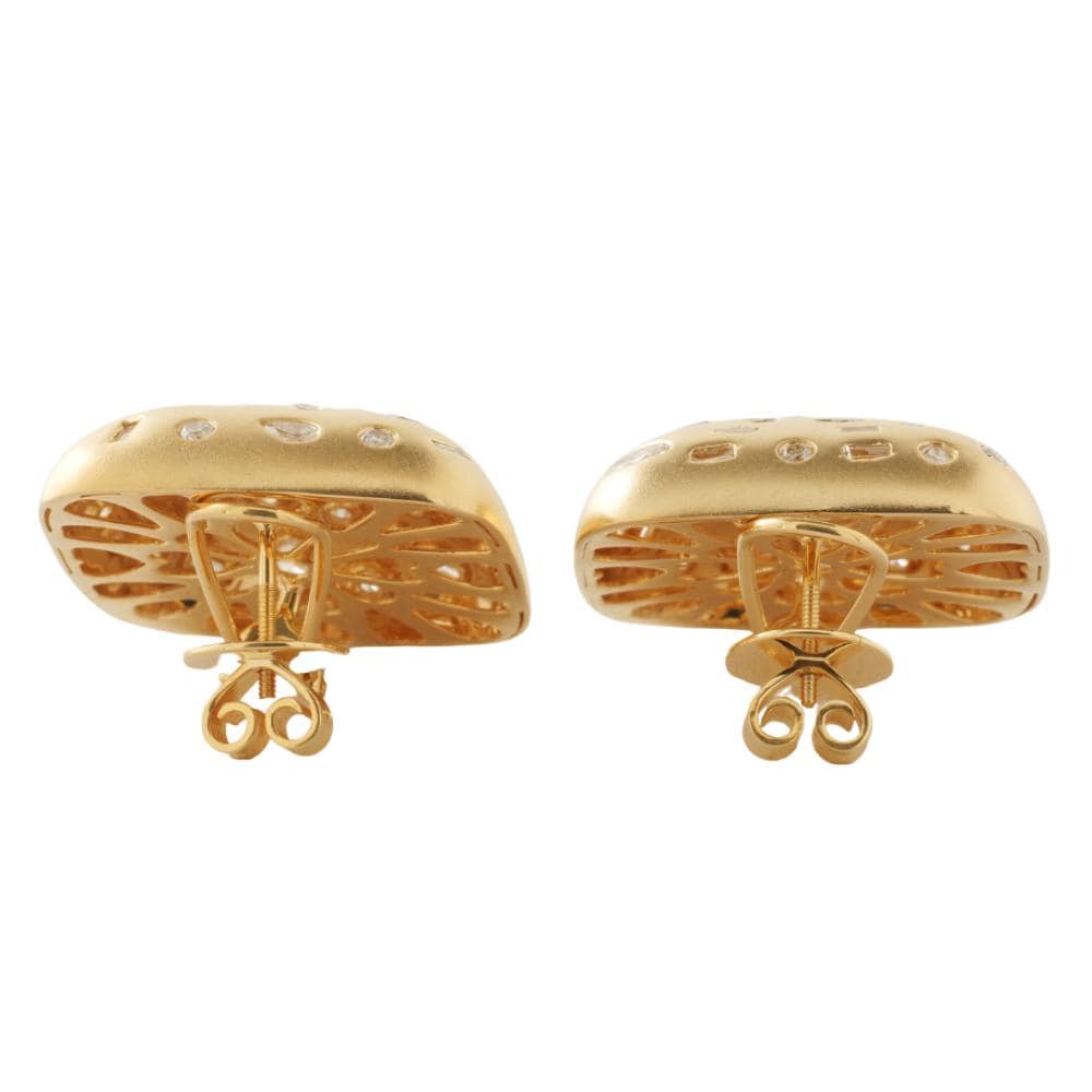 Gold Square Dome Natural Diamond Studs: 14k Solid Gold Flush Set Matte Statement Cocktail Earrings, Certified Jewelry