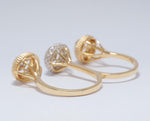 Load image into Gallery viewer, Cluster Diamond Open Cuff Ring, 14k Solid Gold, Natural Diamonds, Halo Two Tone Ring, Three Finger Cocktail Ring, Gift for Her
