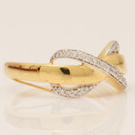 Load image into Gallery viewer, Infinity Diamond Crossover Ring, 14k Solid Gold, Natural Diamond, Promise Love Ring, Everyday Ring, Two Tone Jewelry, Minimalistic Ring
