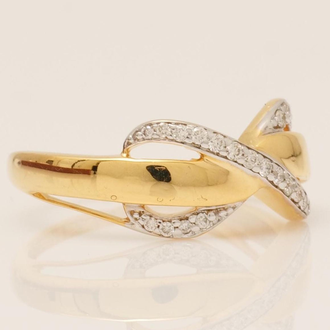 Infinity Diamond Crossover Ring, 14k Solid Gold, Natural Diamond, Promise Love Ring, Everyday Ring, Two Tone Jewelry, Minimalistic Ring