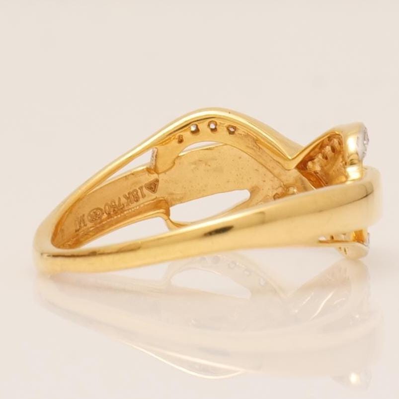 Infinity Diamond Crossover Ring, 14k Solid Gold, Natural Diamond, Promise Love Ring, Everyday Ring, Two Tone Jewelry, Minimalistic Ring