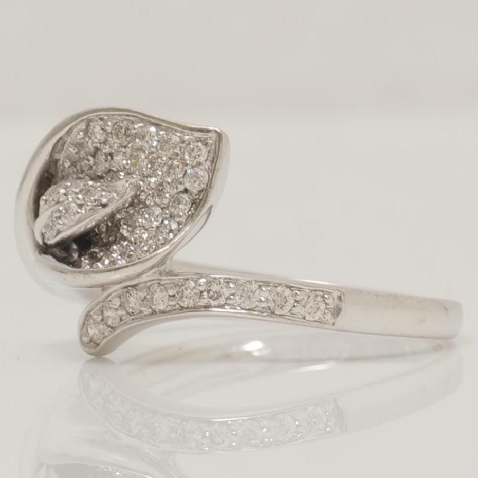 Leaf Diamond Ring, 14k Solid Gold, Natural Diamonds, Wrap Around Ring, Everyday Diamond Ring, Statement Ring, Gift for Her