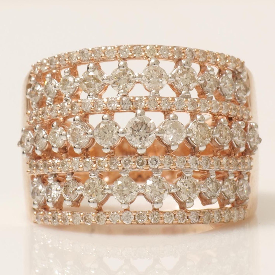 Wide Natural Diamond Eternity Ring: 14k Solid Gold Statement Cocktail Band Jewellery, Certified Jewelry