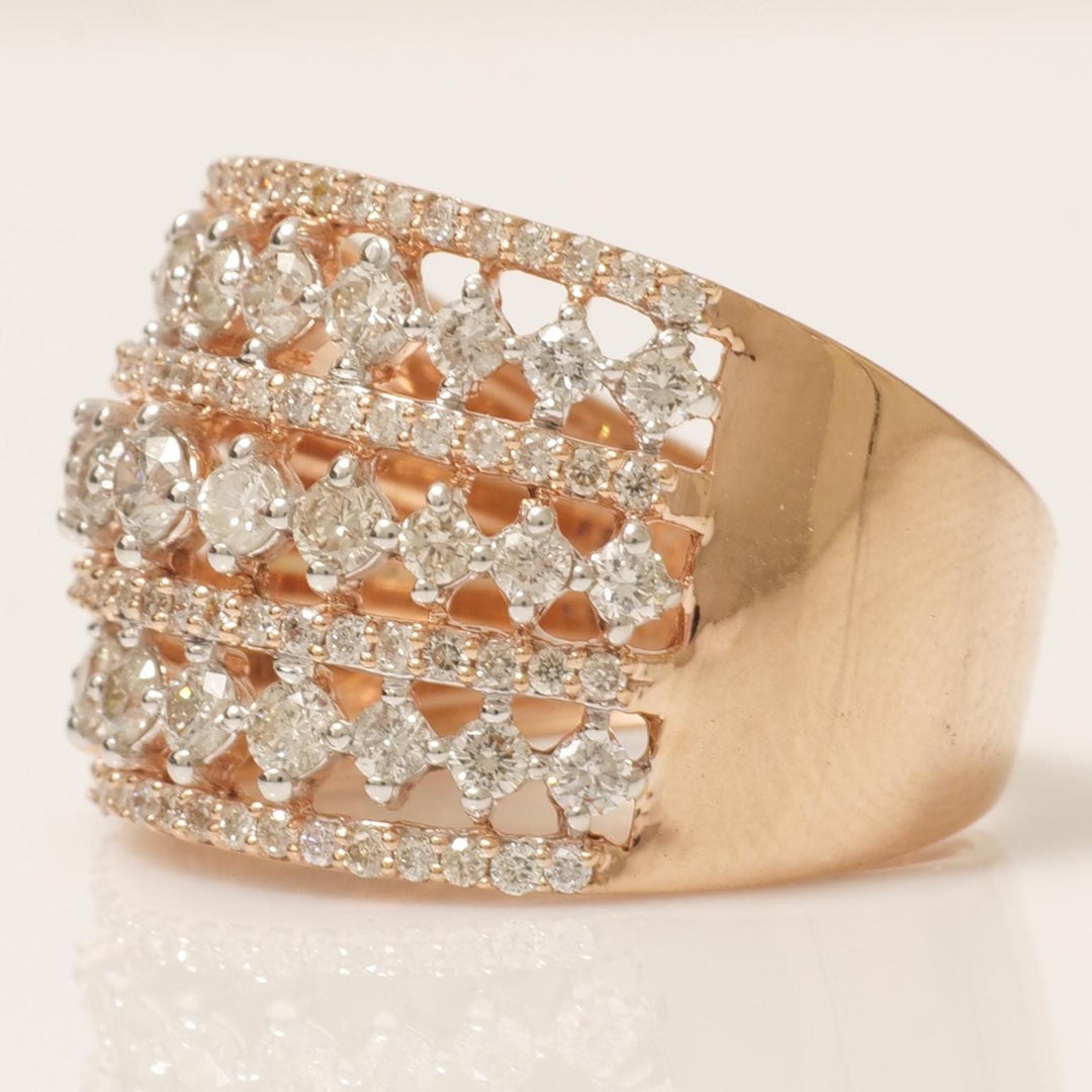 Wide Diamond Band Ring, 14k Solid Gold, Natural Diamonds, Statement Cocktail Band, Bold Eternity Ring, Broad Wedding Band, Gift for Her
