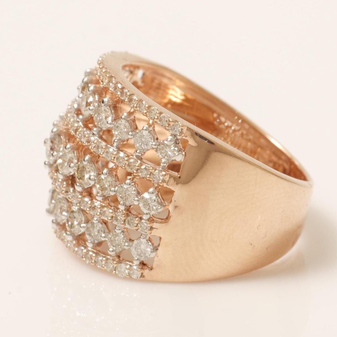 Wide Natural Diamond Eternity Ring: 14k Solid Gold Statement Cocktail Band Jewellery, Certified Jewelry