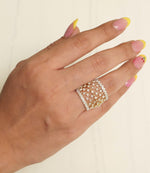 Load image into Gallery viewer, Lattice Openwork Natural Diamond Ring: 14k Solid Gold Cage Cocktail Ring, IGI Certified, Ready To Ship
