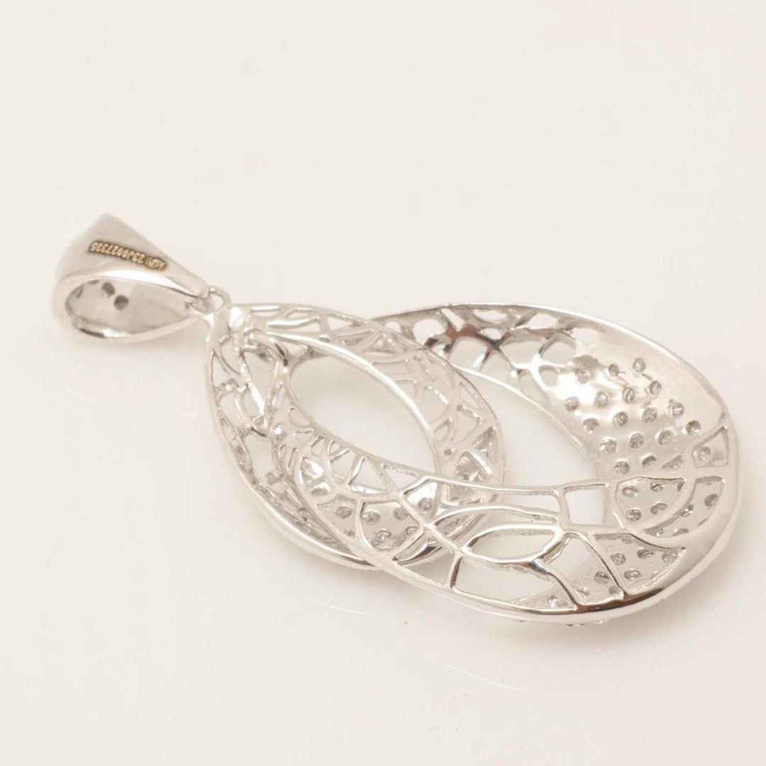 Teardrop Diamond Pendant Necklace, 14k Solid Gold, Natural Diamond, Pave Statement Jewelry, Filigree Necklace, Cocktail Pendant
