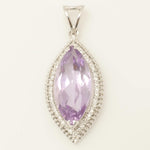 Load image into Gallery viewer, Marquise Amethyst Natural Diamond Pendant: 18k Solid Gold Halo Layering Gemstone Jewellery, Certified Jewelry, Ready To Ship
