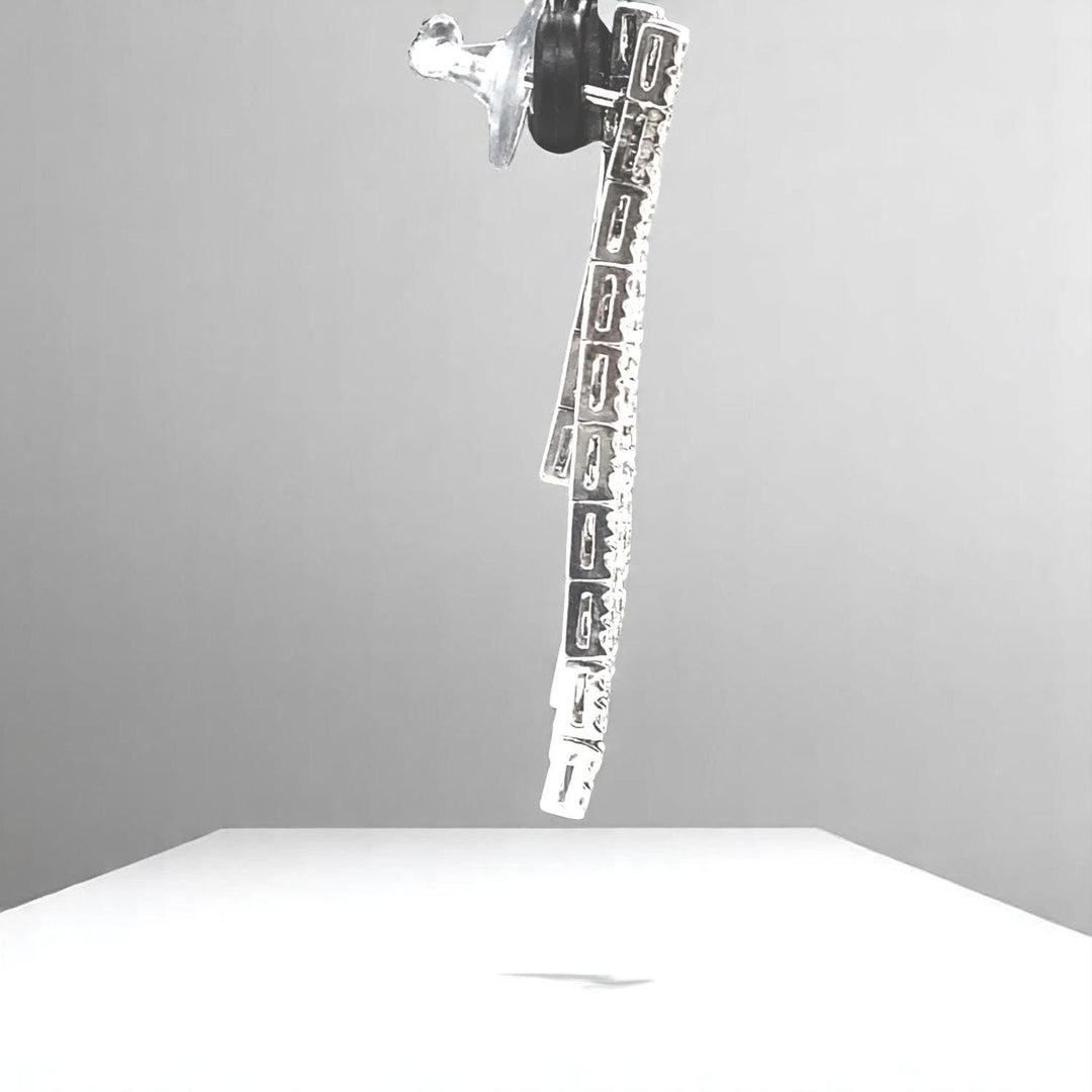 Waterfall Diamond Earrings In 14kt Solid Gold, Asymmetric Triple line Earrings, Natural Diamonds, Ready To Ship, Women&#39;s Day Gift