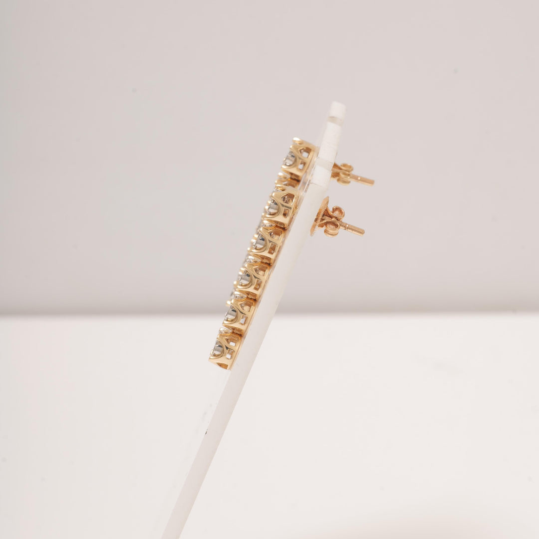 Diamond String Earrings With Illusion Setting, 14k Solid Gold, Natural Diamonds, Ready To Ship, Women&#39;s Day Gift