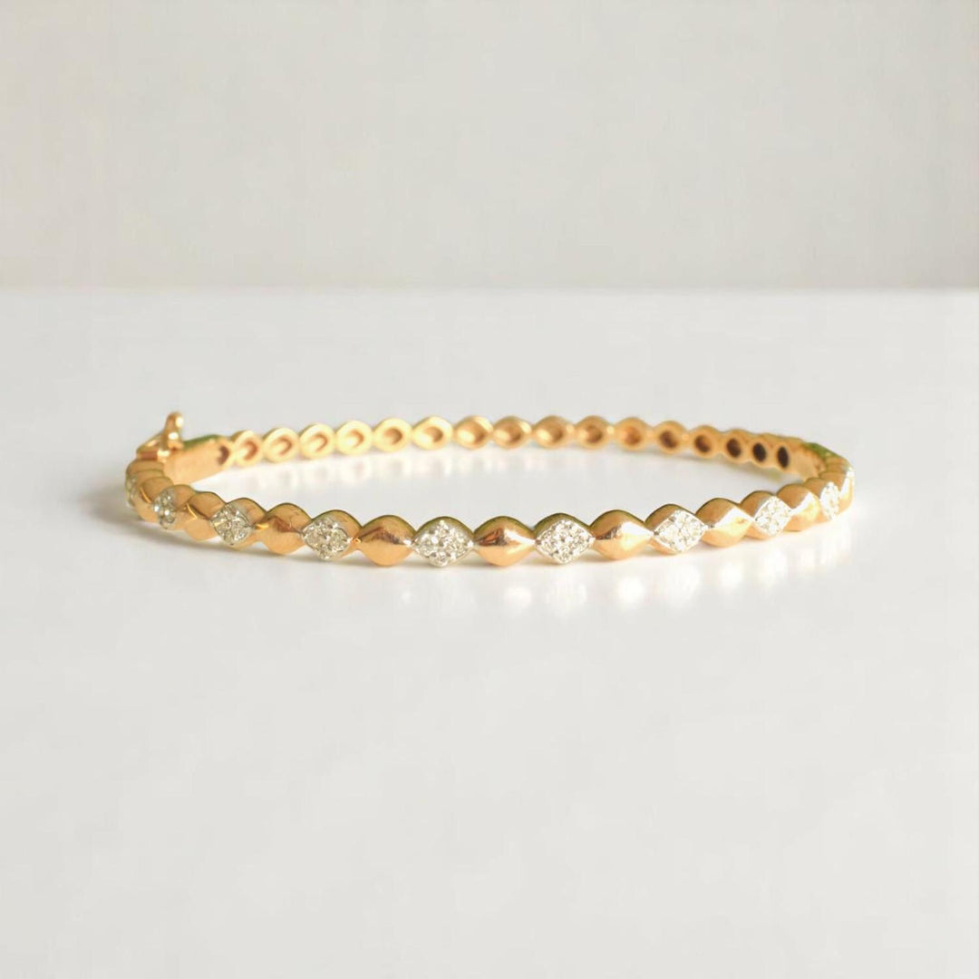 Bubble Drop design bangle bracelet, 14k Solid Gold, Natural Diamonds, Ready To Ship, Women&#39;s Day Gift