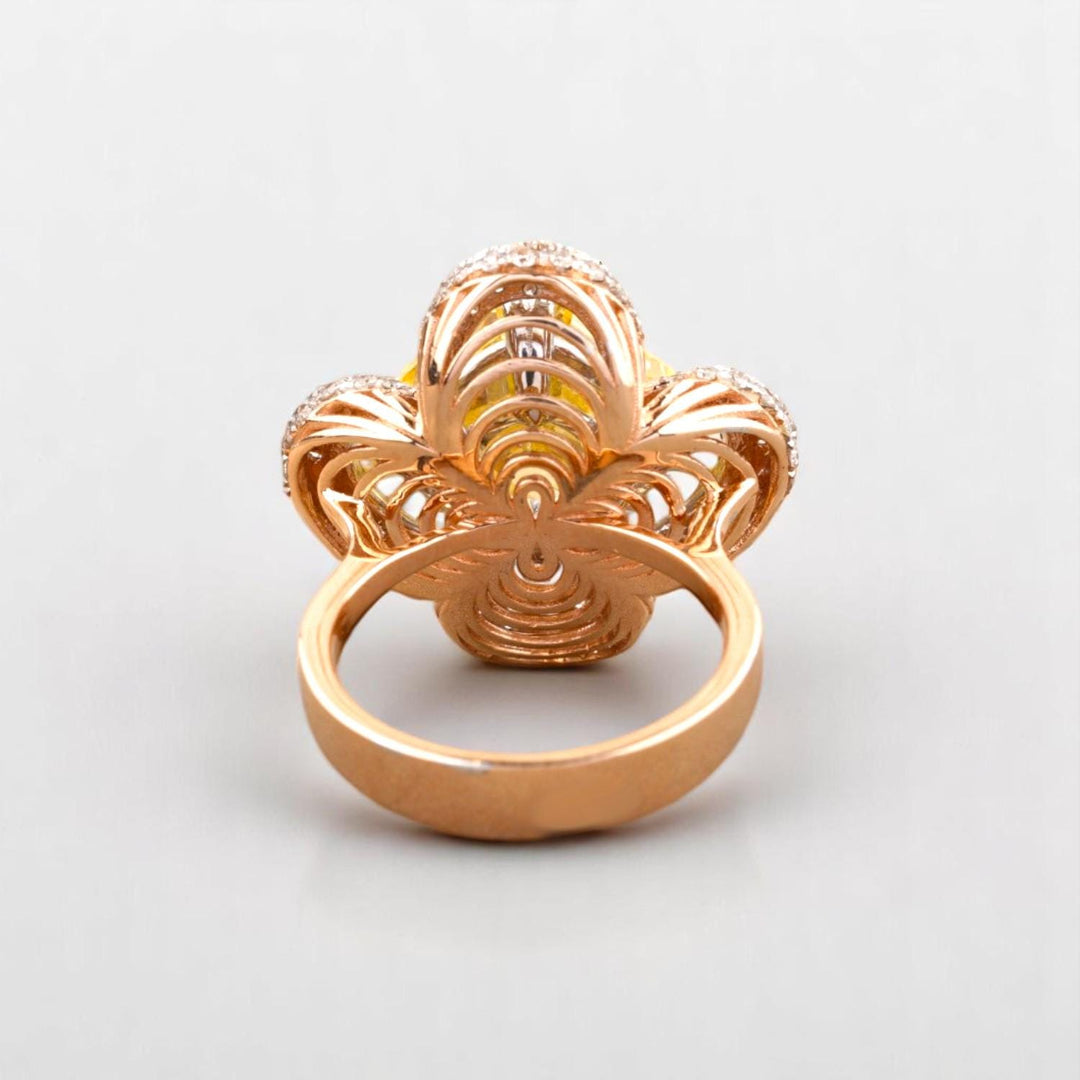 Citrine Diamond Ring In 14kt Solid Gold, Cocktail Ring With Natural Diamonds, Ready To Ship, Women&#39;s Day Gift