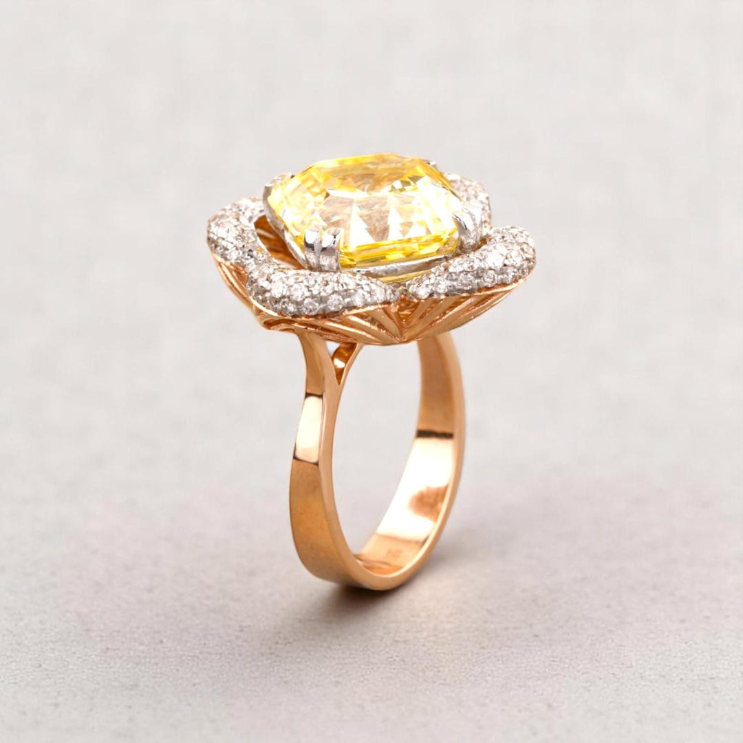 Citrine Diamond Ring In 14kt Solid Gold, Cocktail Ring With Natural Diamonds, Ready To Ship, Women&#39;s Day Gift