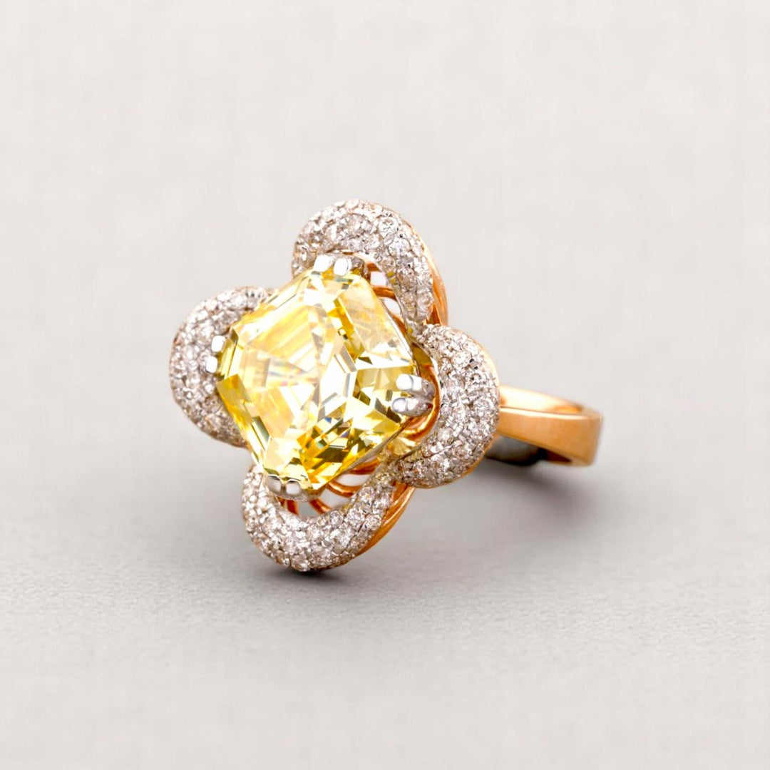 Citrine Diamond Ring In 14kt Solid Gold, Cocktail Ring With Natural Diamonds, Ready To Ship, Women&#39;s Day Gift