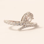 Load image into Gallery viewer, Leaves Diamond Ring, Split Shank, 14k Solid Gold, Natural Diamond, Round &amp; Baguette Wrap Band, Statement Bypass Ring, Gift For Her
