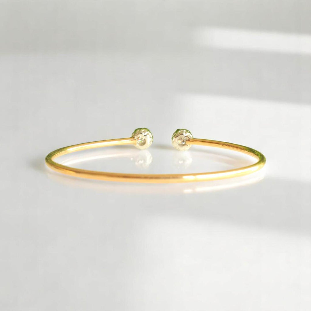 Flower Diamond Bracelet, 18kt Solid Gold, Natural Diamonds, Illusion Open Cuff Bracelet, Minimalist Statement Cuff, Ready To Ship
