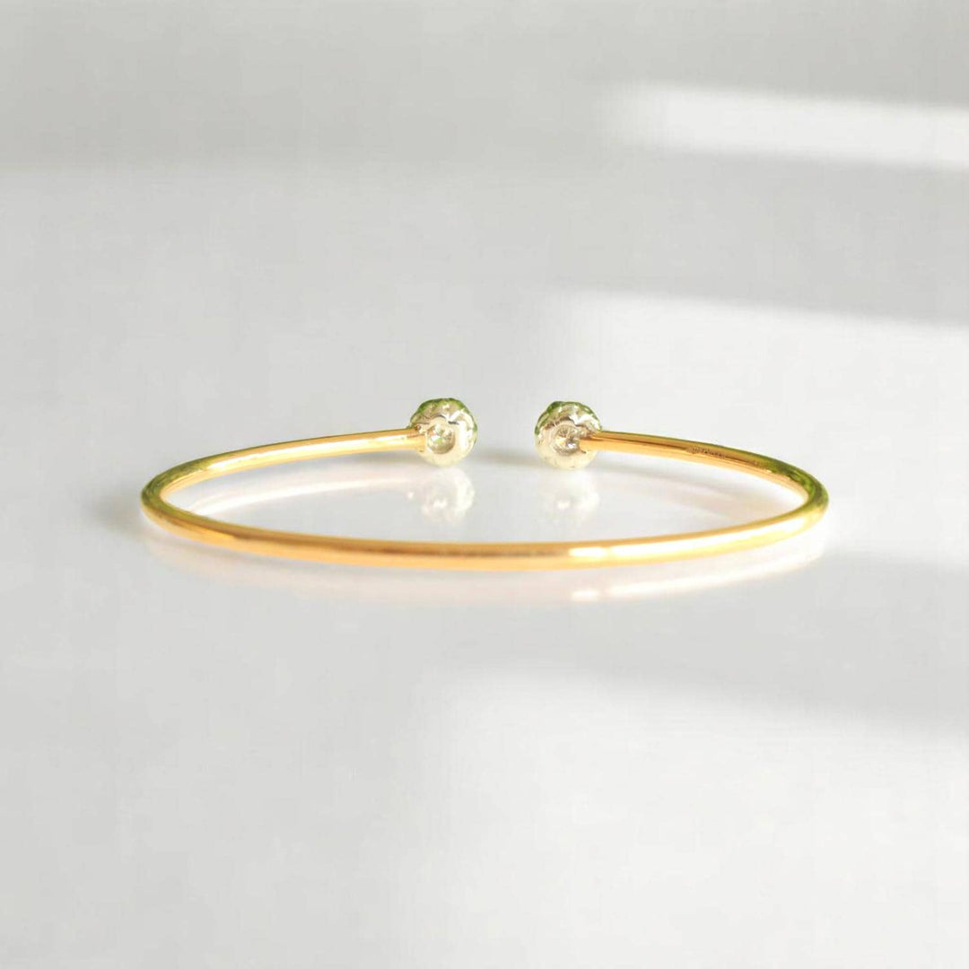 Flower Diamond Bracelet, 18kt Solid Gold, Natural Diamonds, Illusion Open Cuff Bracelet, Minimalist Statement Cuff, Ready To Ship