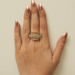 Load image into Gallery viewer, Marquise Diamond Ring, 14k Solid Gold, Natural Diamonds, Wide Band Cocktail Ring, Dual Tone Cluster Ring, Statement Jewelry, Gift For Her
