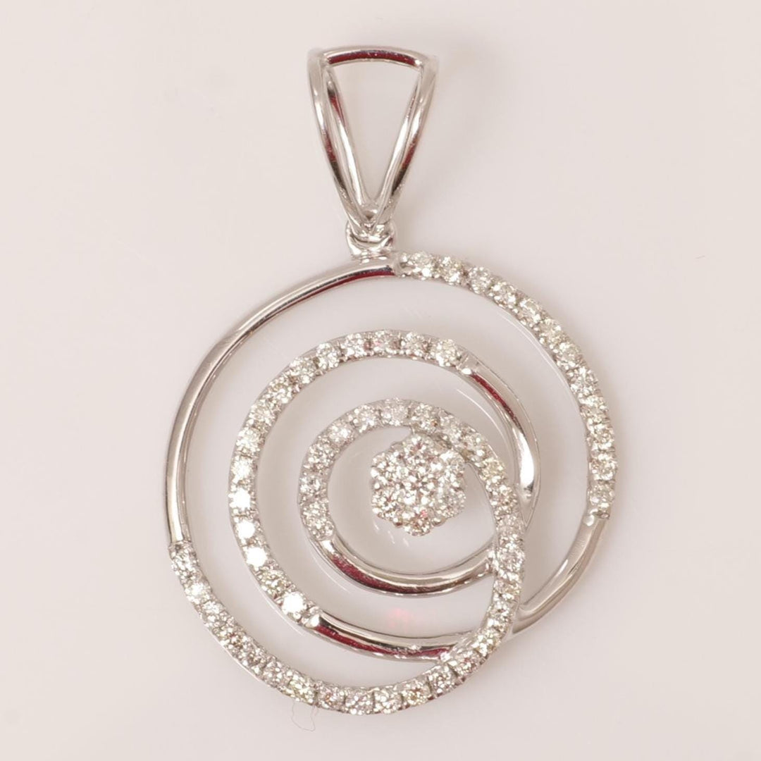 Spiral Natural Diamond Pendant: 14k Solid Gold Swirl Stackable Necklace, IGI Certified, Ready To Ship