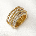 Load image into Gallery viewer, Multi-Layer Natural Diamond Wrap Ring: 14K Solid Gold Wide Spiral Cocktail Band, IGI Certified, Ready To Ship

