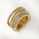 Load image into Gallery viewer, Multi-Layer Natural Diamond Wrap Ring: 14K Solid Gold Wide Spiral Cocktail Band, IGI Certified, Ready To Ship
